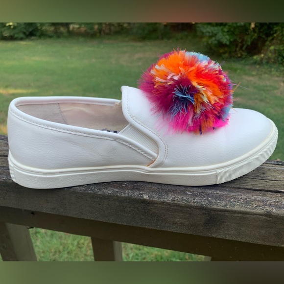 Betsey Johnson Feather Pom-Pom Leather Sneakers - Picture 14 of 16